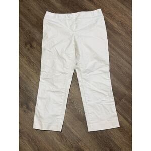 Ann Taylor White Cropped Stretch Cotton Pants | Size 10